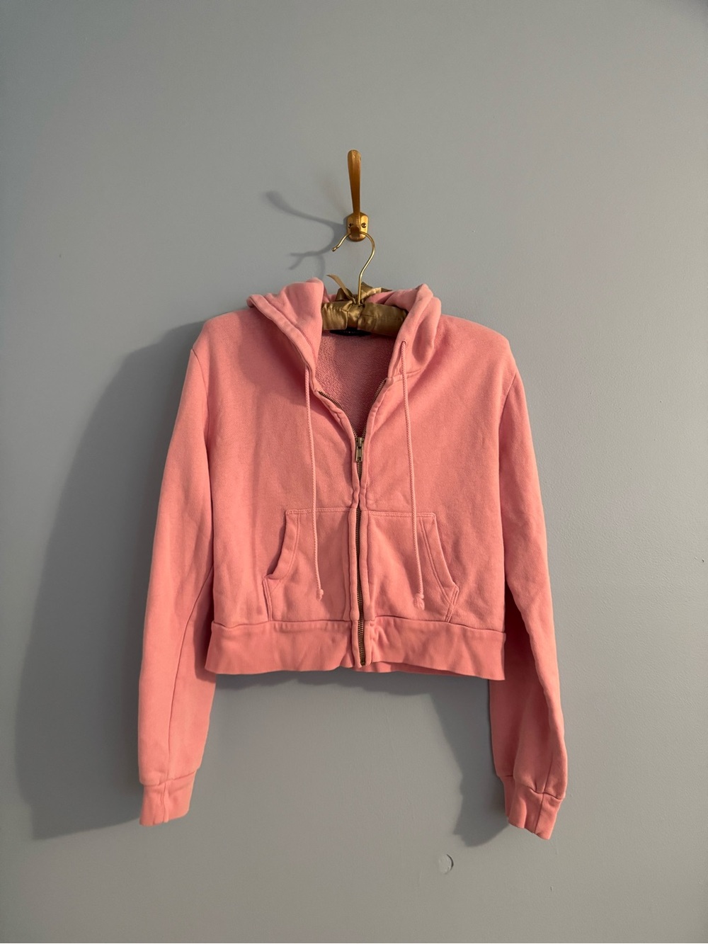 Brandy melville cropped bubble gum pink zip up hoodie sweatshirt OS